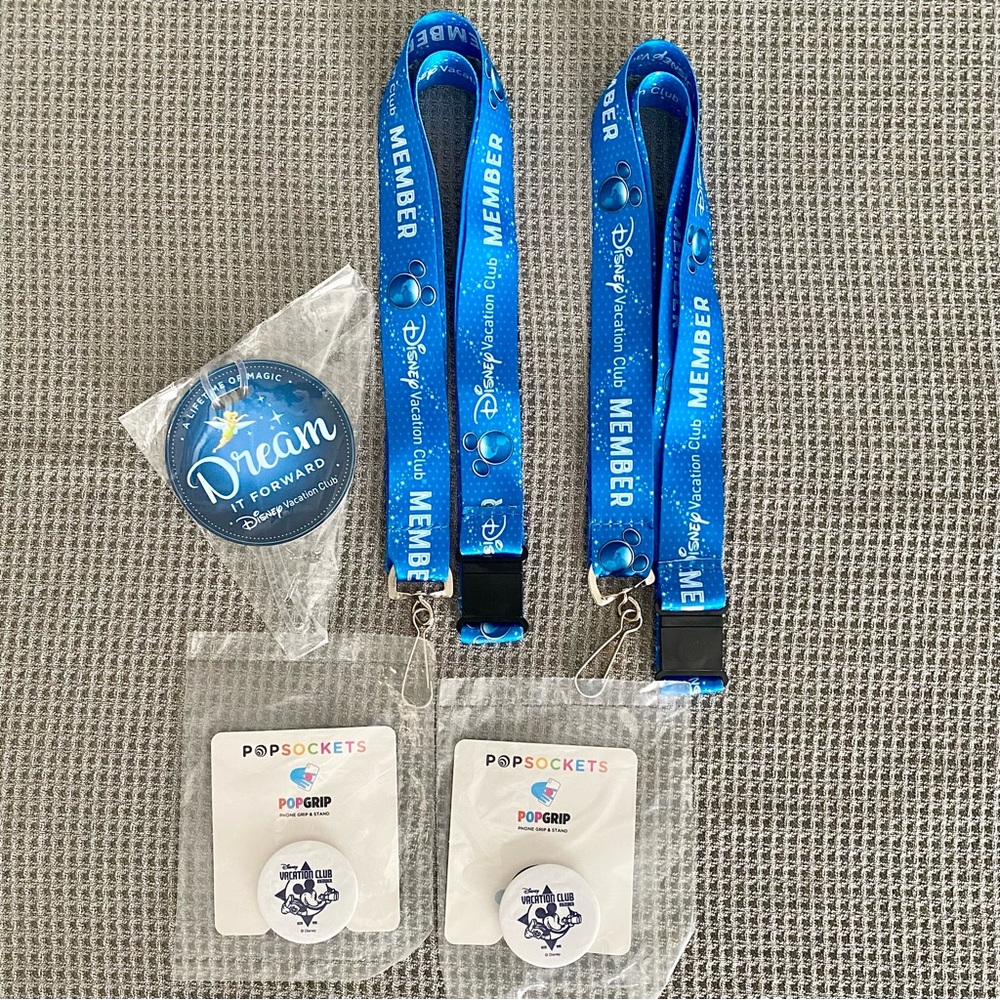 NEW- Disney Vacation Club Goodies Bundle - Lanyards, Pop Sockets, Luggagae Tag